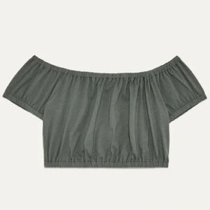 WILFRED ARITZIA Adelisa Crop Top Grey Off the Shoulder Small